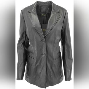 nwt Susan Bender X Heather Dubrow Oversized Classic Black Leather Jacket